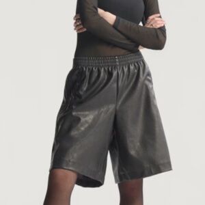 Adidas Black Women's Pleather Oversized Jorts